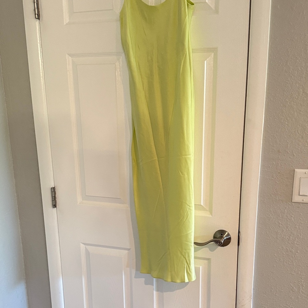 NWOT Luna lime greenish yellow slip dress size xs